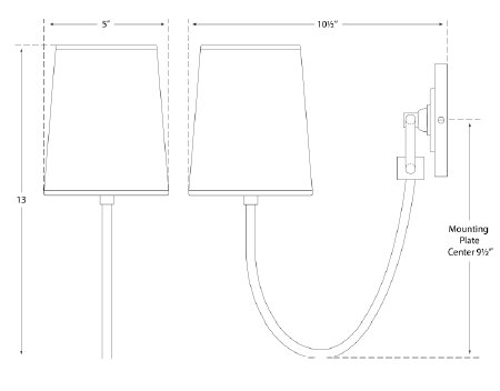 Thomas O'Brien Reed Single Sconce, Bronze, Fabric