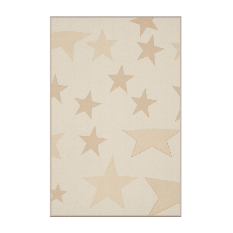 Tapis beige moderne et contemporain lavable à la machine à motif abstrait Ahart du 4 juillet - reliure beige, 8 x 10