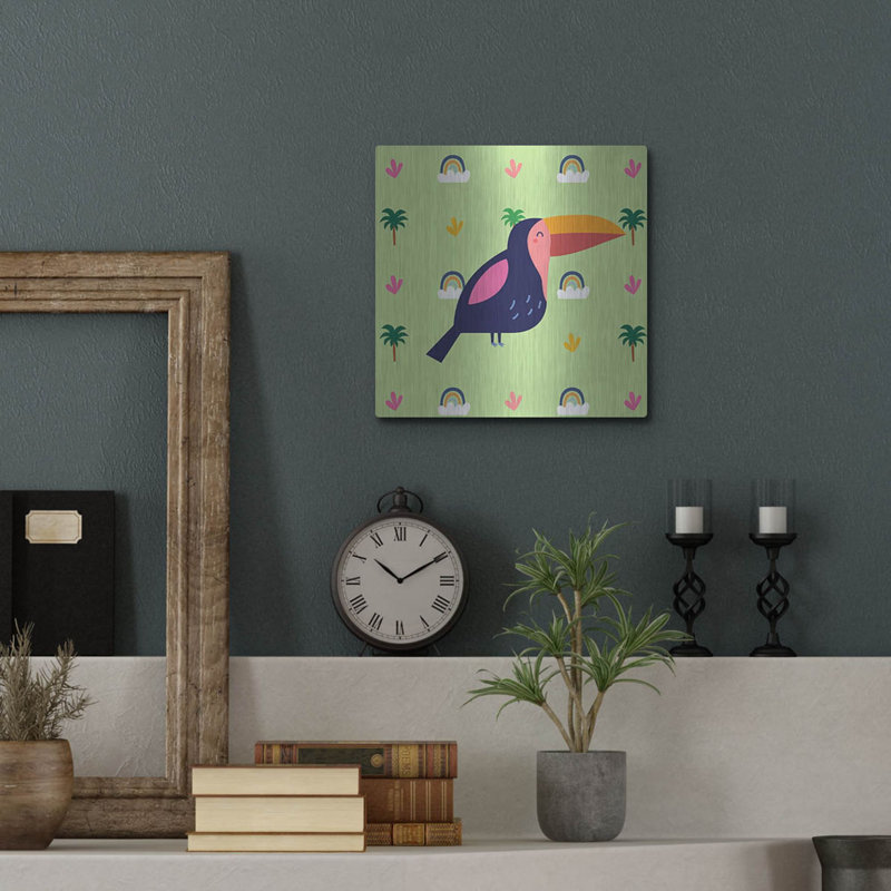 «Cute Tucan», art mural en métal, H 12 po x l 12 po