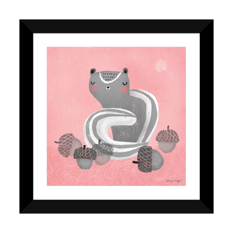 «Chipmunk Dream» par Terry Runyan - impression, H 24 po x l 24 po x p 1 po, Papier encadré noir, Blanc