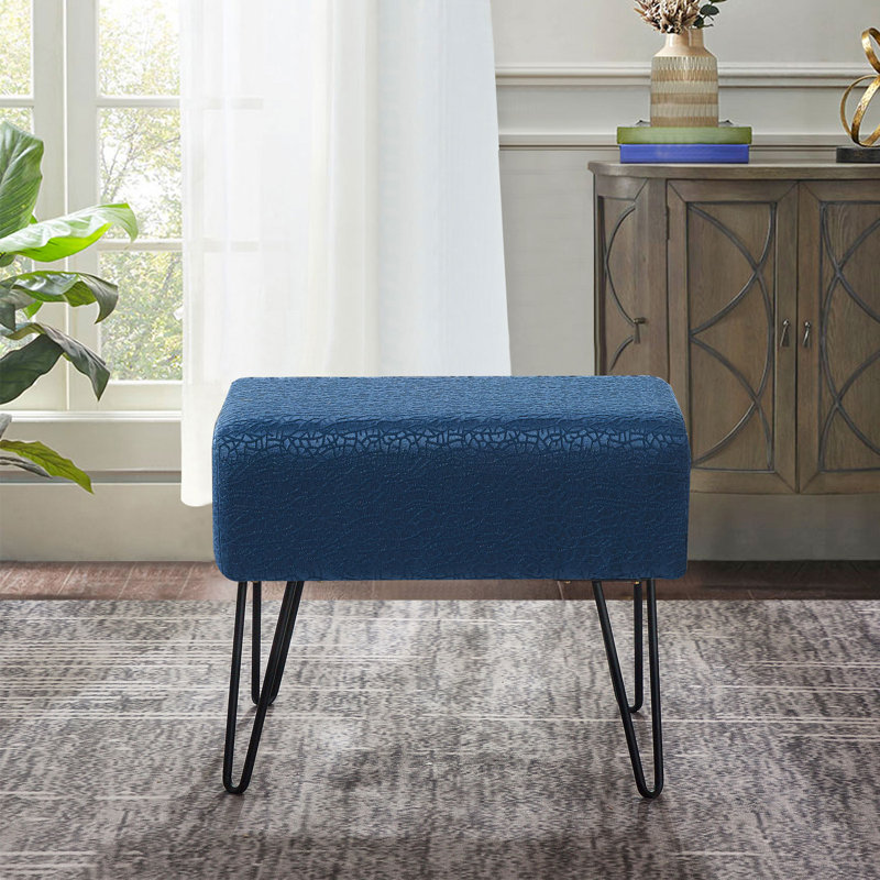 Repose-pieds rectangulaire 19 po Niotaze, Bleu sarcelle véritable