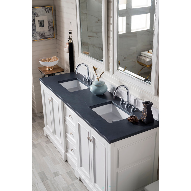 De Soto 72'' W Double Vanity, Charcoal Soapstone, 8" Widespread