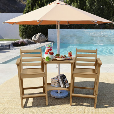 Ensemble de chaises hautes en PEHD Adirondack avec plateaux doubles amovibles (ensemble de 2) Blanc