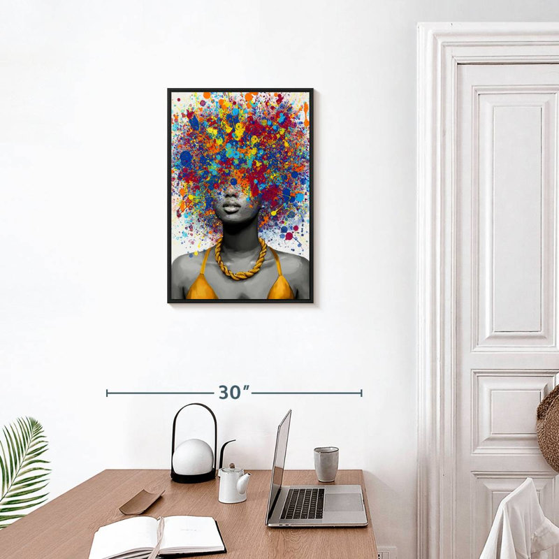Afro Pop II, Cadre flottant noir, 17 po x 25 po