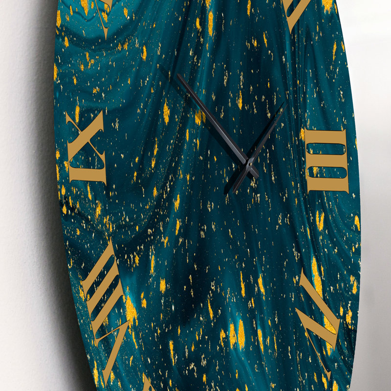 Marbre bleu foncé avec paillettes dorées - horloge murale moderne, Petit