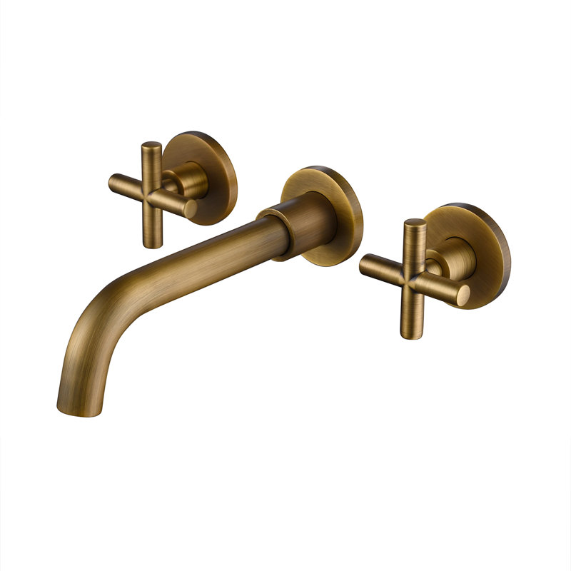 Robinet de salle de bain mural espacé à 2 poignées à 2 poignées Topcraft, Bronze