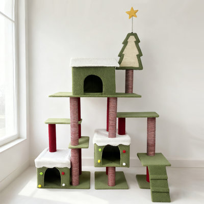 Arbre à chat Holiday avec plusieurs niveaux et cachettes douillettes