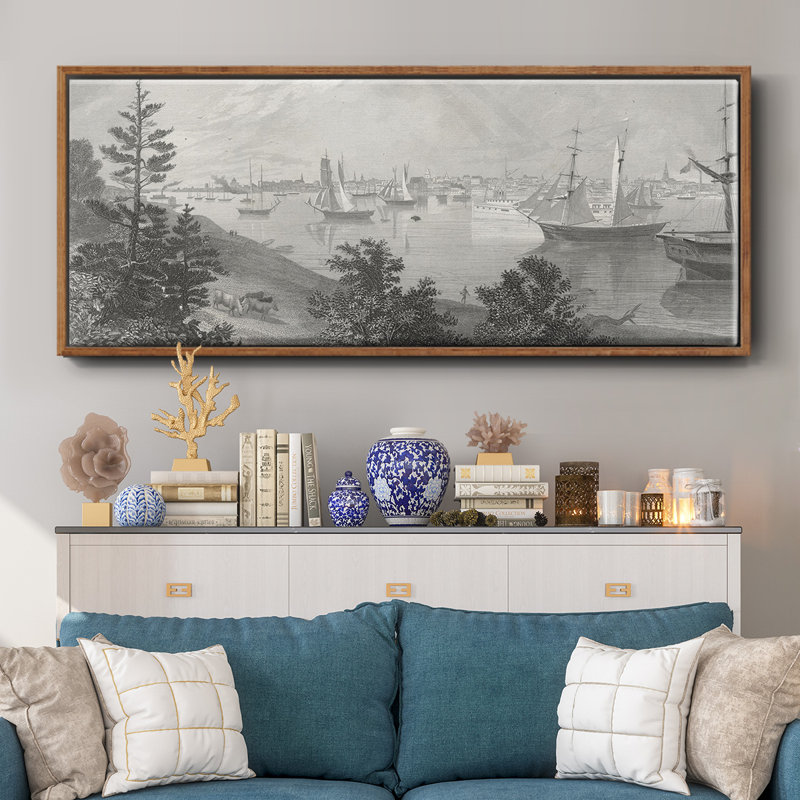 City of Detroit- Framed Canvas, 8" H x 20" W