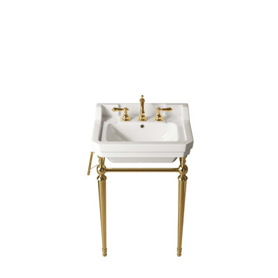 Lavabo de salle de bain intégré en céramique avec trous de robinet pré-percés