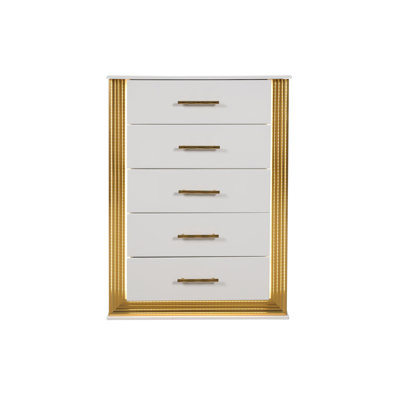 Obsession Contemporary Style 5-Drawer Chest Made With Wood & Gold Finish