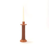 Large Leather Wrapped Candle Holder - terracotta