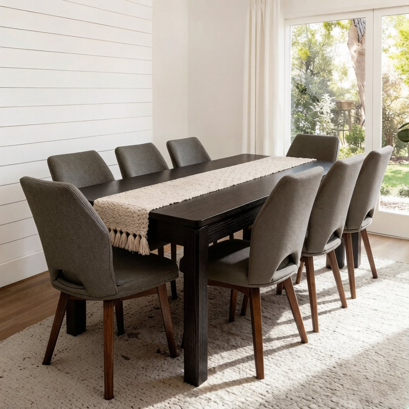 Farmhouse Dining Table, 70"  Rectangular Kitchen Table for 4–6 People with Rounded Corners, Modern Dining Room Table for Family Gatherings, Easy Assembly, Black