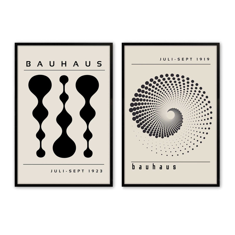 Ensemble de 2 impressions Bauhaus in Motion Duo, H 11,5 po x l 17,5 po x P 1,25 po, Cadre noir satiné