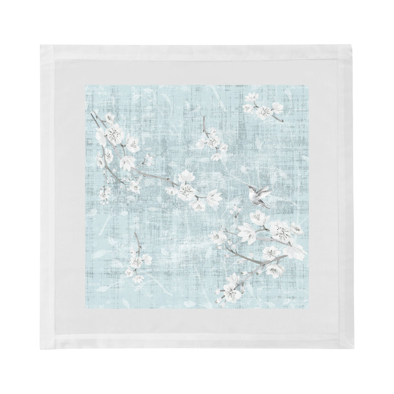 Blossom Fantasia Hemstitch 22" Linen/Cotton Napkin, Sky