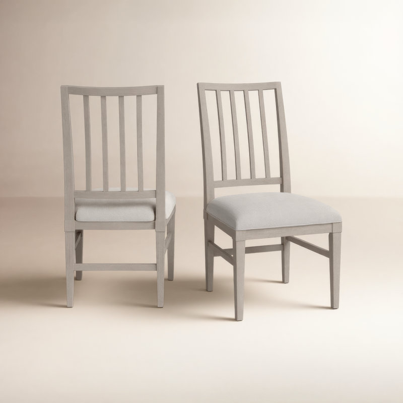 Nadine Solid Wood Slat Back Side Chair, Gray