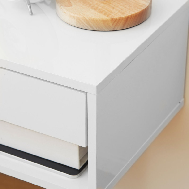 Kudeep 37cm W Manufactured Wood Bedside Table, White