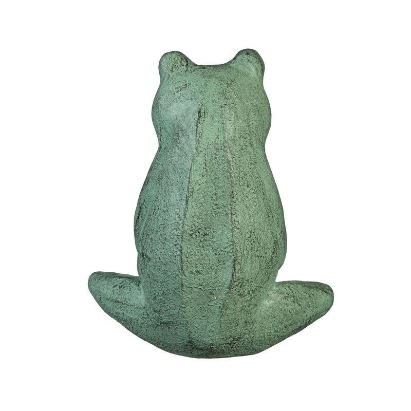 Praying Verdigris Frog Statue, 11"H