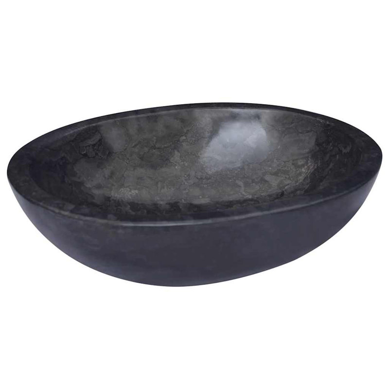 VidaXL Marble Circular Bathroom Sink, Black