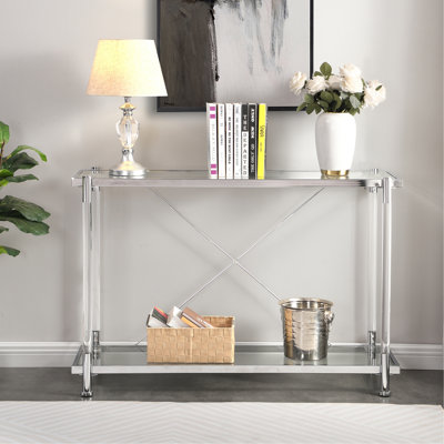 Table de canapé en verre, table d'appoint en acrylique, console pour salon et chambre à coucher