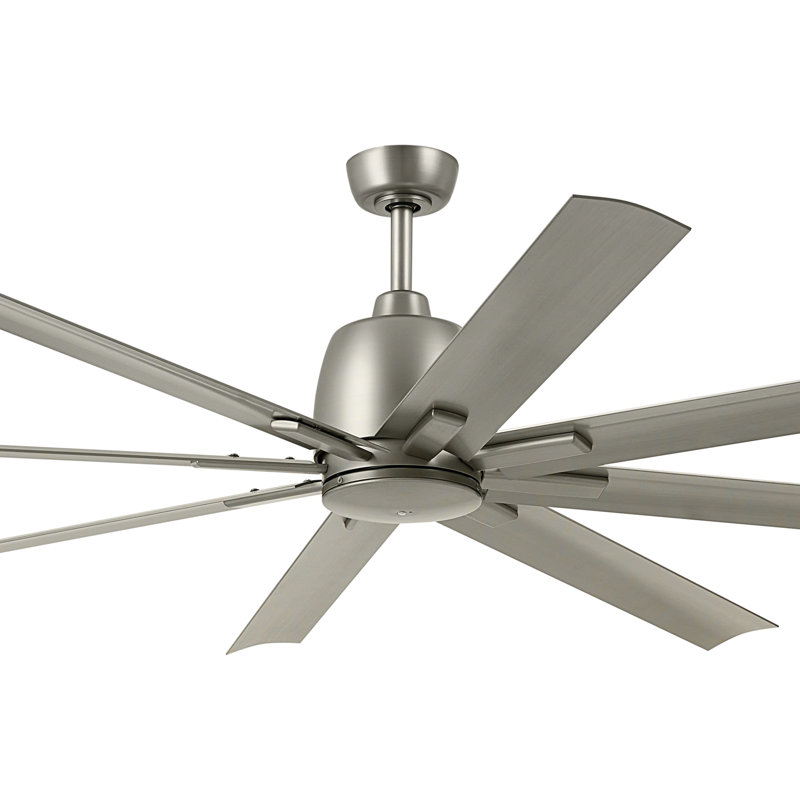 75 Inch Breda 8-Blade Ceiling Fan in Brushed Nickel with Brushed Nickel Blades, Brushed Nickel, 75"
