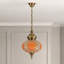 Suspension en mosaïque de verre turco-marocain, orange, à une lumière, avec chaîne en bronze antique et ampoule E26 blanc chaud incluse-1121255257