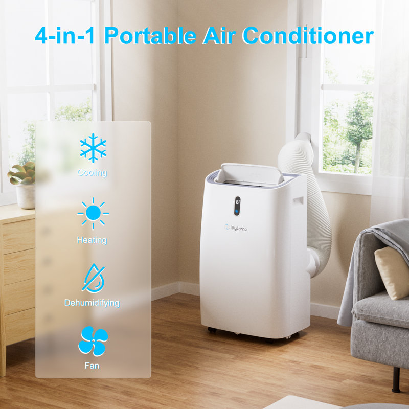 14,000 BTU White Portable Air Conditioner with Heater and Remote