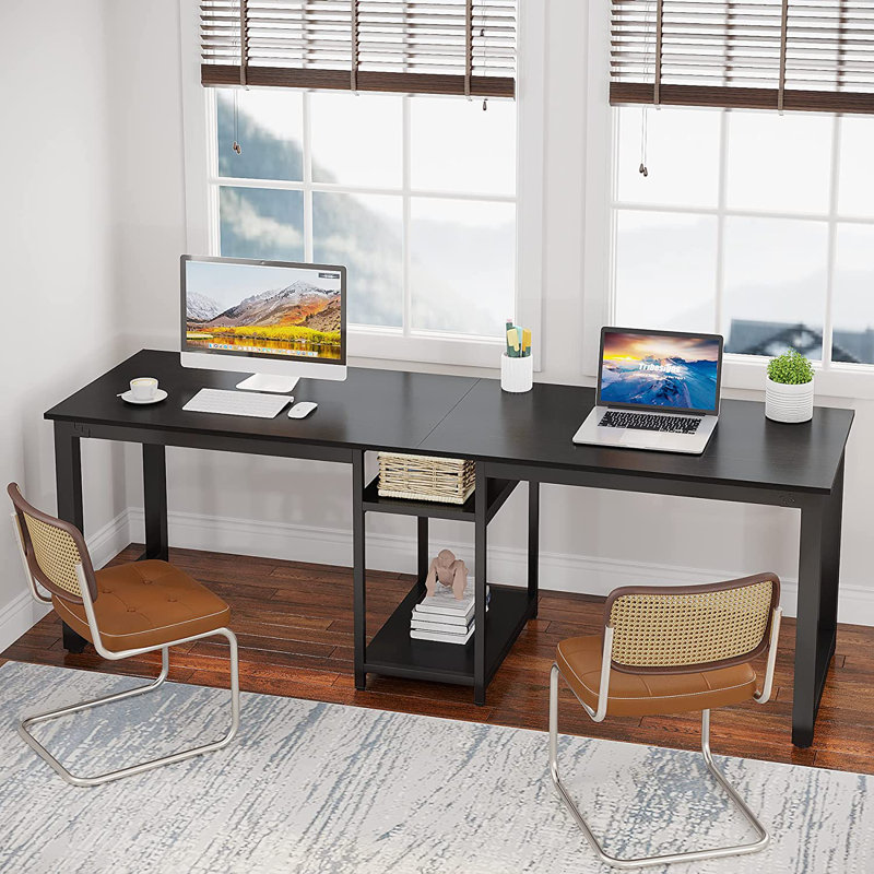 Metal Base Computer Desk, Black, Black