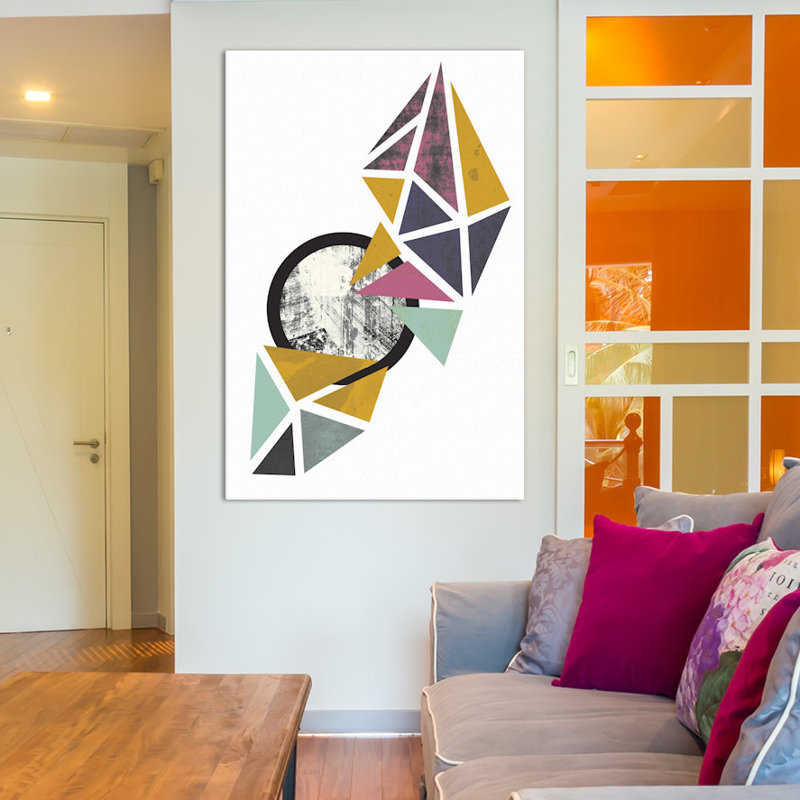 « color triangles », impression sur toile tendue, H 12 po x l 8 po x P 0,75 po, Pas de tapis, Toile tendue