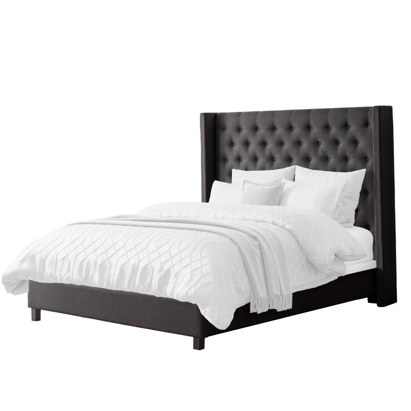 Alfreton Upholstered Wingback Bed, King, Black
