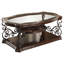 Arrize Merlot 2-Piece Glass Top Coffee and End Table Set with Ornate Scrollwork and Decorative Shelves for Traditional Interiors-133665102