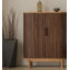 Armoire à chaussures Mid-Century, volet roulant, chêne et noyer