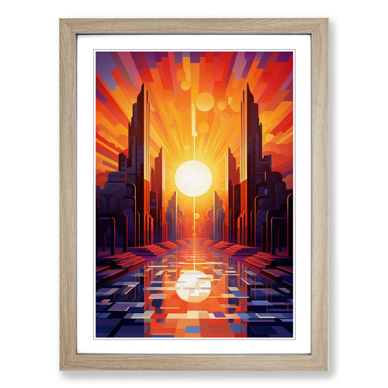 Single Picture Frame Print on Wood, Oak Framed, 34cm H x 25cm W