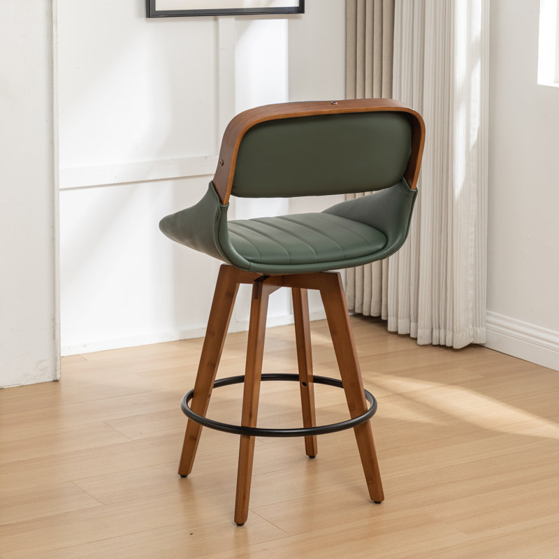Tabourets de comptoir pivotants en similicuir, Vert, Tabouret de comptoir (siège d'une hauteur de 26,4
