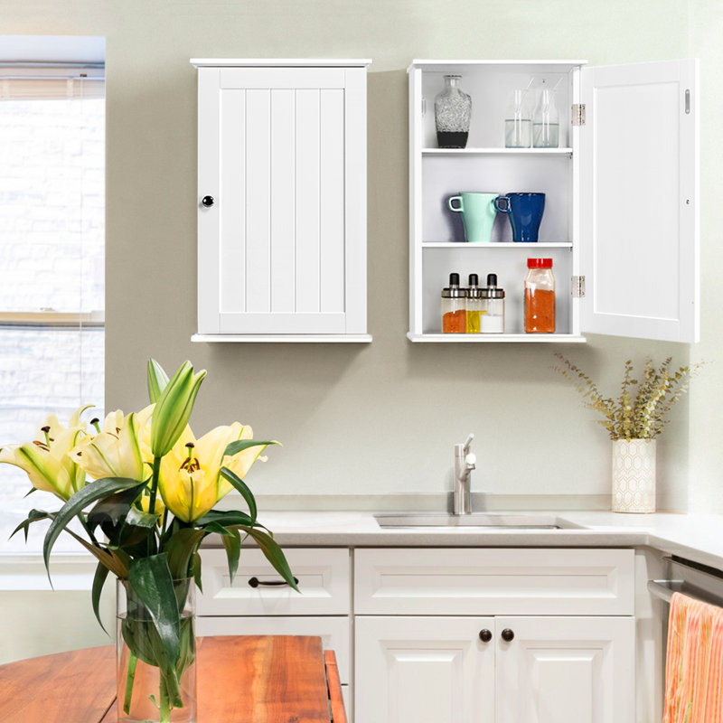 Wall Bathroom Cabinet with Single Door, White