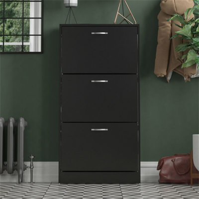 3 Drawer Flip Down Shoe Storage Free Standing Cabinet For Hallway
