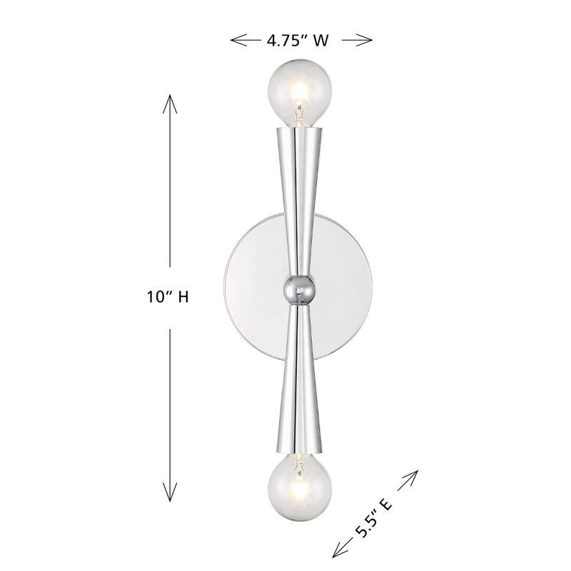 Waltner 2-Light Wall Sconce in Chrome, Chrome