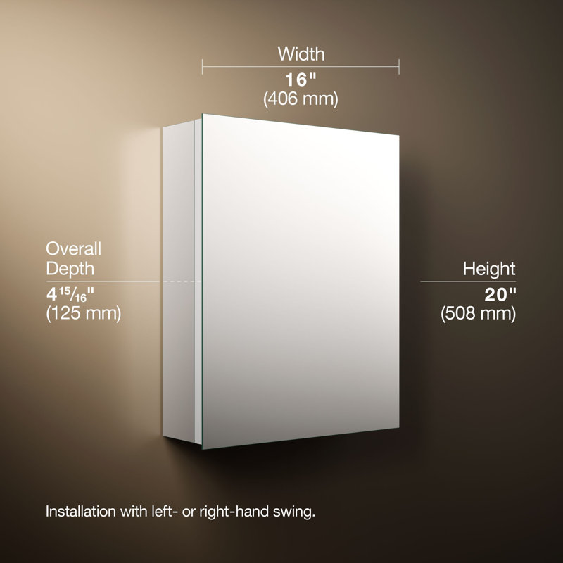 Embark Premium Rectangular Medicine Cabinet, 20" H x 16" W x 4" D