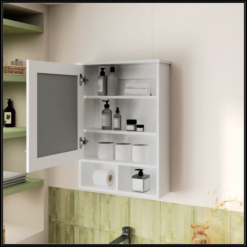 Pharmacie avec porte et miroir inclus, White