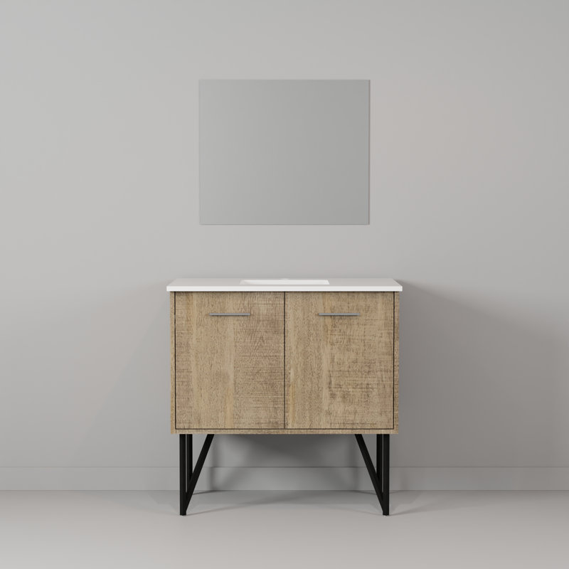 Lancy 36 in W x 20 in D Bath Vanity Top and Mirror, White Cultured Marble