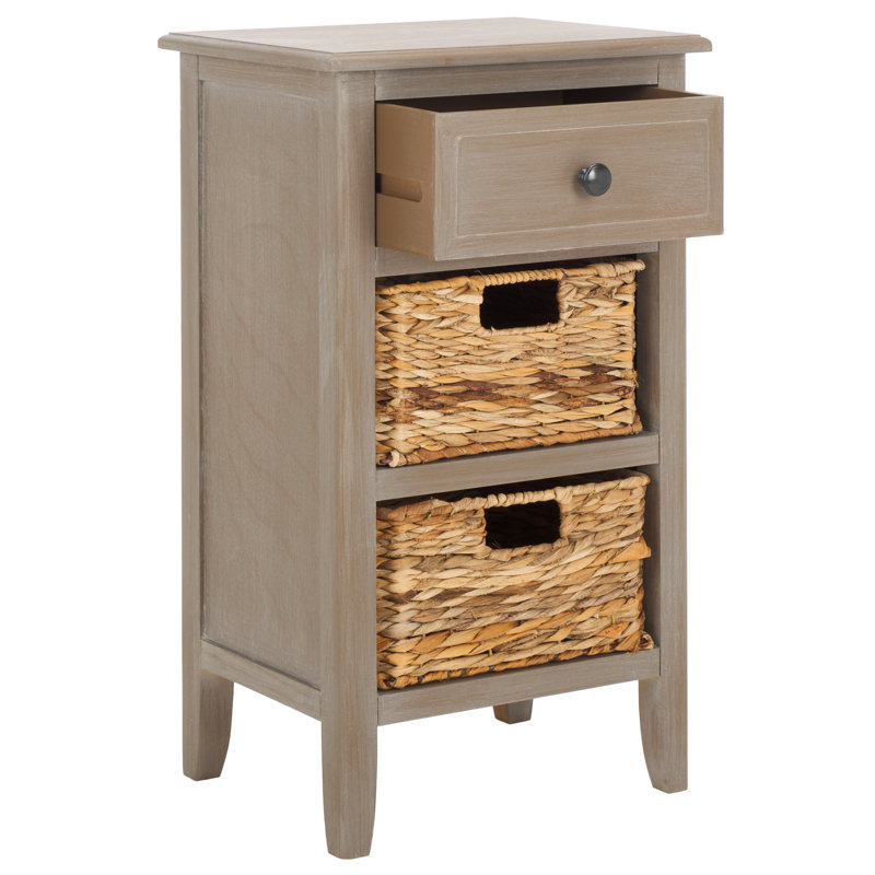 Santa Cruz End Table with Storage, White Washed