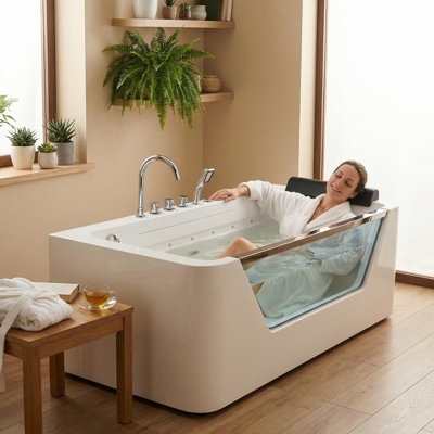 Baignoire tourbillon autoportante 67 po avec 7 jets d'hydrothérapie