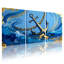 Anchor Chain Waves Gold Blue Ocean, ensemble de 3 impressions sur toile-1357824321