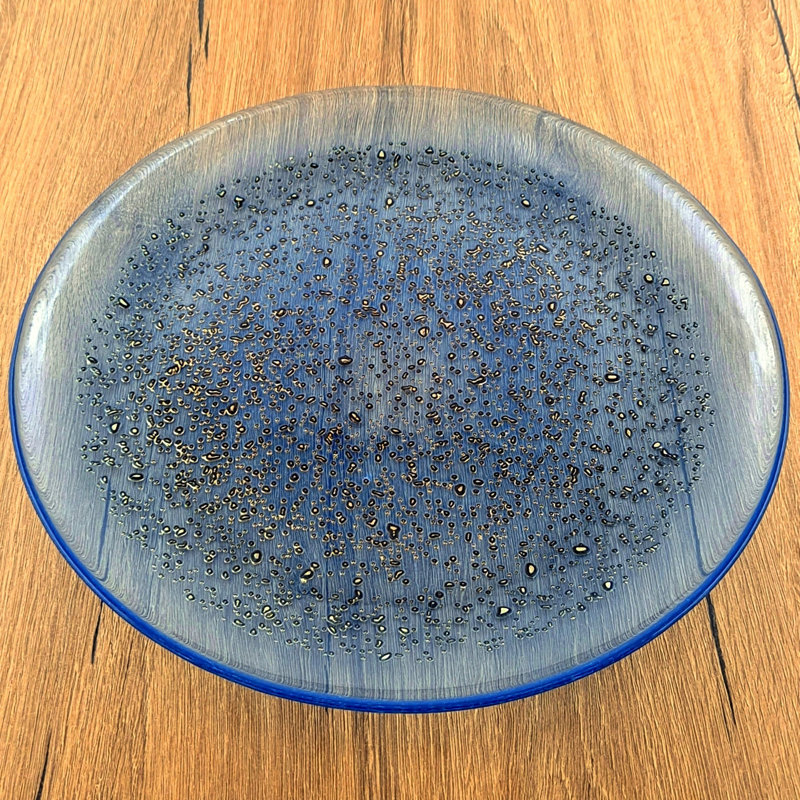 Indigo and Bronze Handcrafted Glass Dinner Plate Set