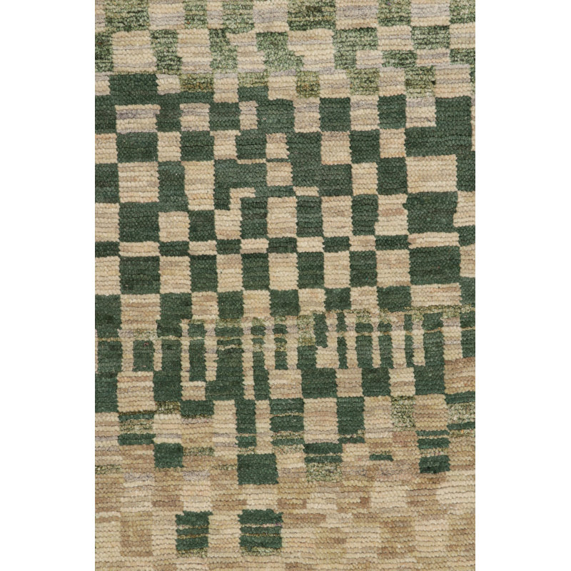 Moroccan Hand Knotted Geometric Area Rug, Rectangle 5' x 8'
