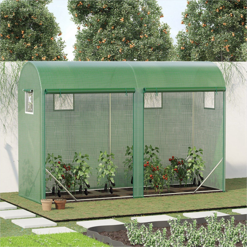 Serre verte avec design fonctionnel pour l'espace extérieur, 117,6 x 39,6 x 79,2 po, acier galvanisé