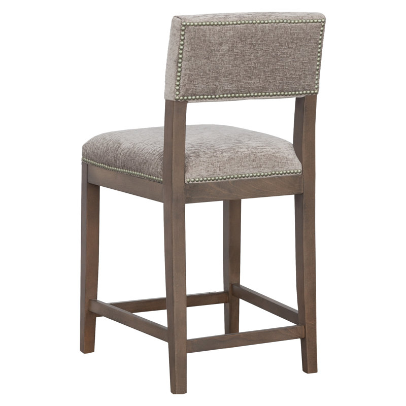 Silas Upholstered Stool with Solid Wood Frame, Bar Stool (29.75" Seat Height), Linen (3156 72), Mica