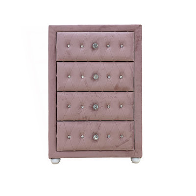 Commode rembourrée, commode 4 tiroirs, armoire d'appoint