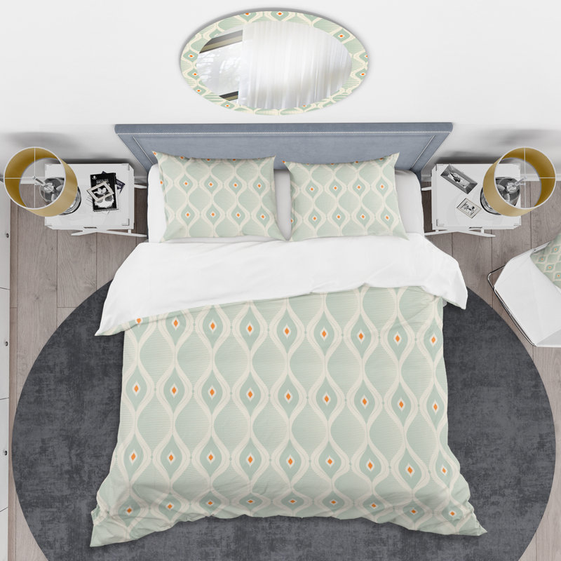 Retro Art Deco - Mid century bedding set - Modern Mid-century Bed cover set, Twin Duvet Cover + 1 Sham