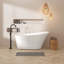 Baignoire de trempage autoportante 59 po en acrylique moderne avec drain en nickel brossé et trop-plein de conception linéaire minimaliste incluse, certifiée Cupc