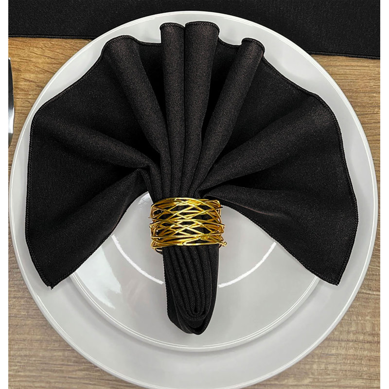Atara Polyester Solid Colour Square Napkin, Black
